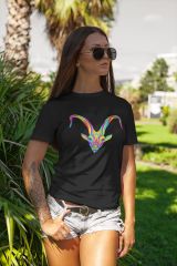 Oğlak Burcu Renkli Sembol Siyah T-Shirt
