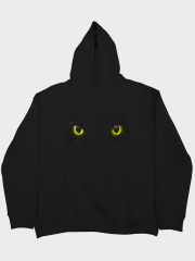 Siyah Kedi Gözü Oversize Hoodie