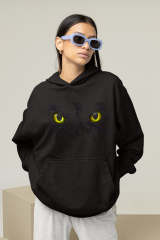 Siyah Kedi Gözü Oversize Hoodie