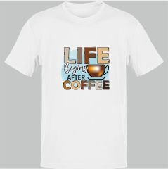 Life Begins After Coffee Beyaz T-Shirt