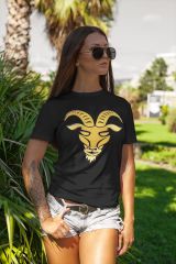 Oğlak Burcu Sembolü Siyah T-Shirt