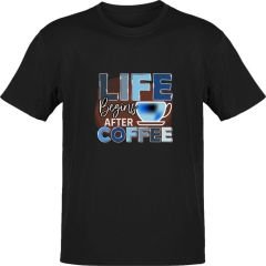 Life Begins After Coffee Siyah T-Shirt