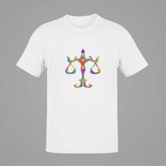 Terazi Burcu Renkli Sembol Beyaz T-Shirt