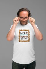 Life Happens Coffee Helps Beyaz T-Shirt