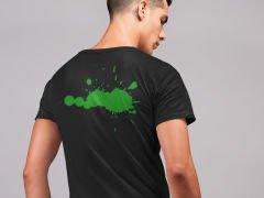 Green Splatter Siyah T-Shirt