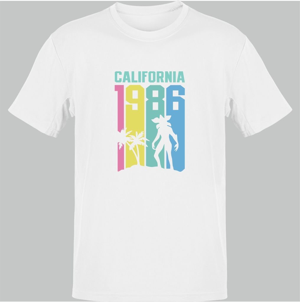 Stranger Things California 1986 Beyaz T-Shirt