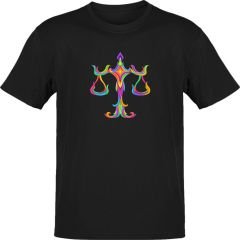 Terazi Burcu Renkli Sembol Siyah T-Shirt