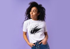 Grunge Scratch Overlay Beyaz T-Shirt