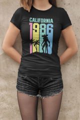 Stranger Things California 1986 Siyah T-Shirt