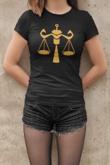Terazi Burcu Sembolü Siyah T-Shirt