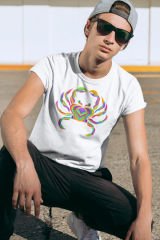 Yengeç Burcu Renkli Sembol Beyaz T-Shirt