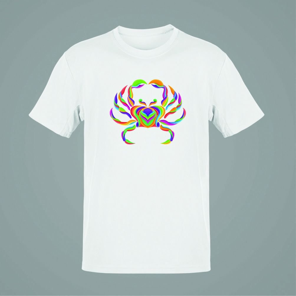 Yengeç Burcu Renkli Sembol Beyaz T-Shirt