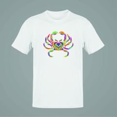 Yengeç Burcu Renkli Sembol Beyaz T-Shirt