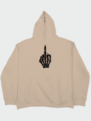 İskelet Orta Parmak Oversize Hoodie