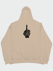 İskelet Orta Parmak Oversize Hoodie