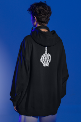 İskelet Orta Parmak Oversize Hoodie