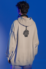 İskelet Orta Parmak Oversize Hoodie