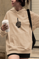 İskelet Orta Parmak Oversize Hoodie