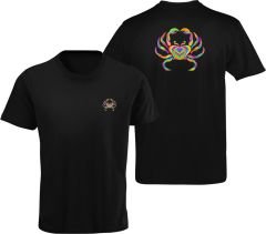Yengeç Burcu Renkli Sembol Çift Taraf Baskılı Siyah T-Shirt