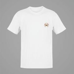 Yengeç Burcu Renkli Sembol Göğüs Logolu Beyaz T-Shirt