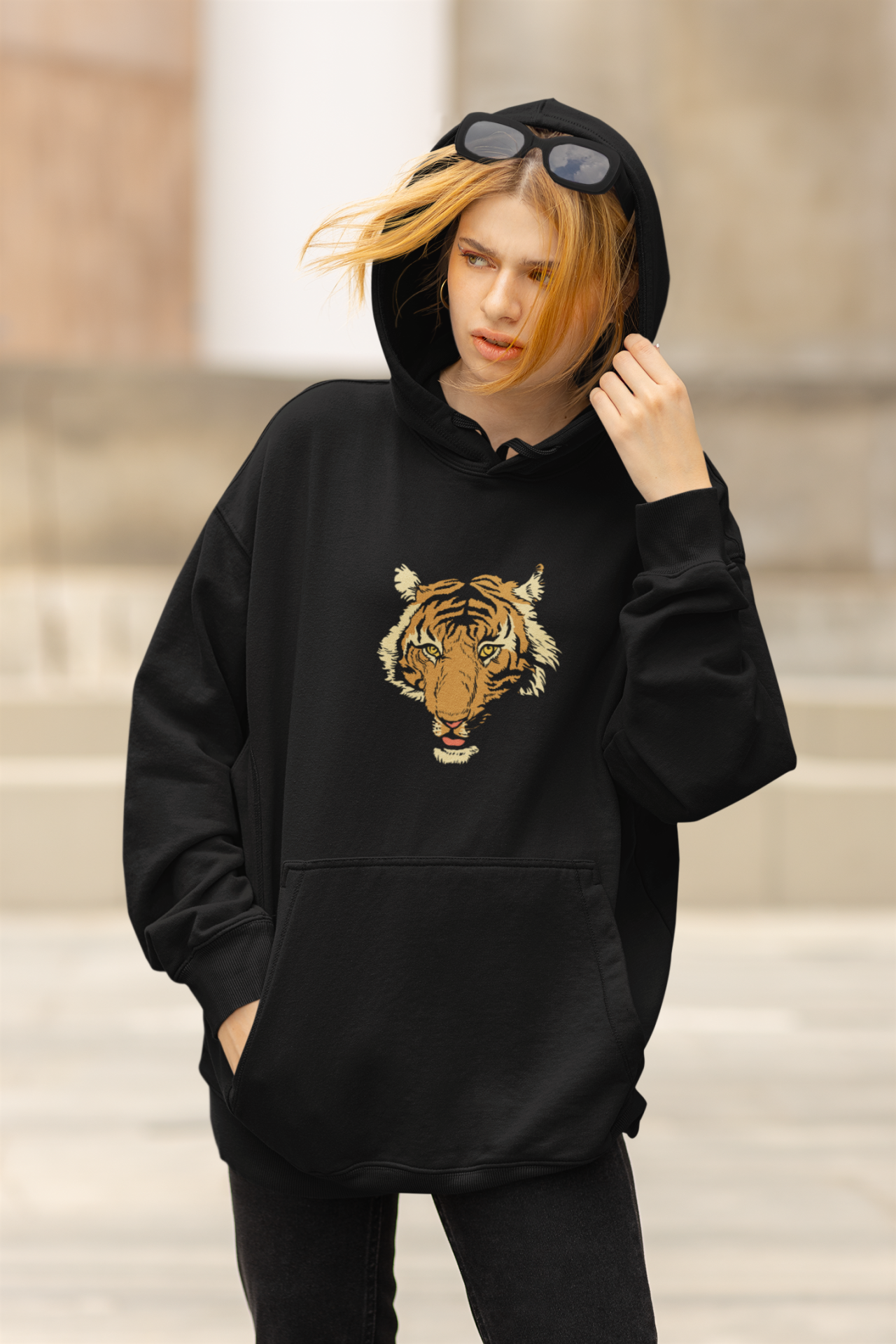 Kaplan Başı Oversize Hoodie