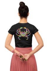 Yengeç Burcu Renkli Sembol Siyah T-Shirt