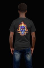 Blue Skull Rose Hellfire Siyah T-Shirt