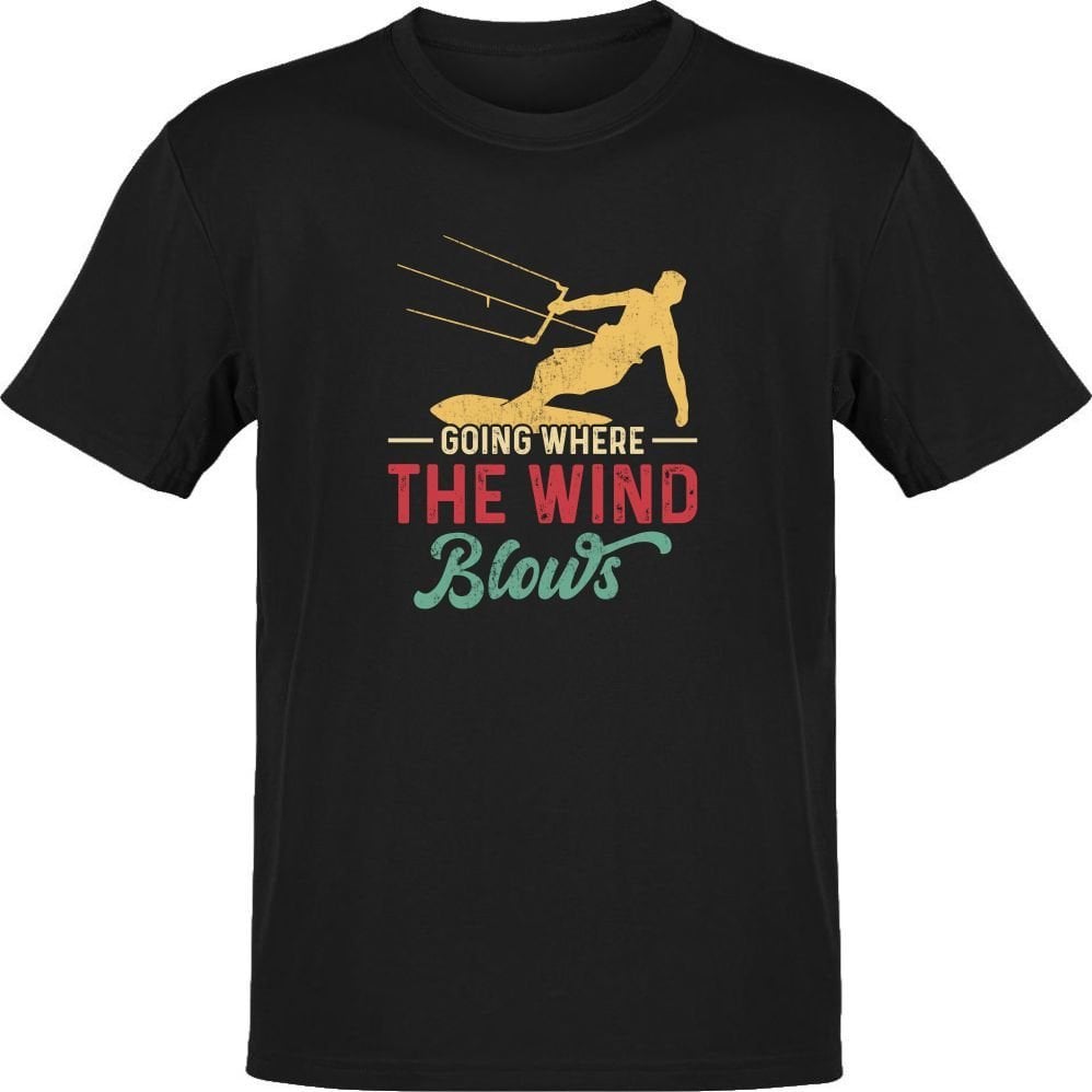 Kite Surf Going Where the Wind Blows Siyah T-Shirt