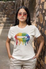 Vampir Dudaklar Beyaz T-Shirt