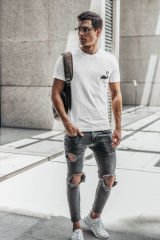 Flamingo Göğüs Logo Beyaz T-Shirt