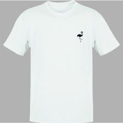 Flamingo Göğüs Logo Beyaz T-Shirt