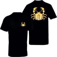 Yengeç Burcu Sembolü Çift Taraf Baskılı Siyah T-Shirt