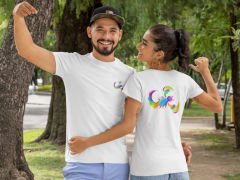 Akrep Burcu Renkli Sembol Çift Taraf Baskılı Beyaz T-Shirt