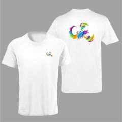 Akrep Burcu Renkli Sembol Çift Taraf Baskılı Beyaz T-Shirt