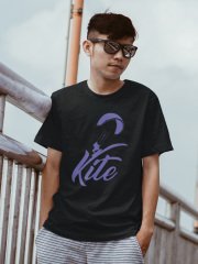 Kite Surf Over The Waves Siyah T-Shirt