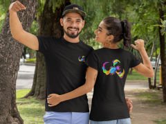 Akrep Burcu Renkli Sembol Çift Taraf Baskılı Siyah T-Shirt