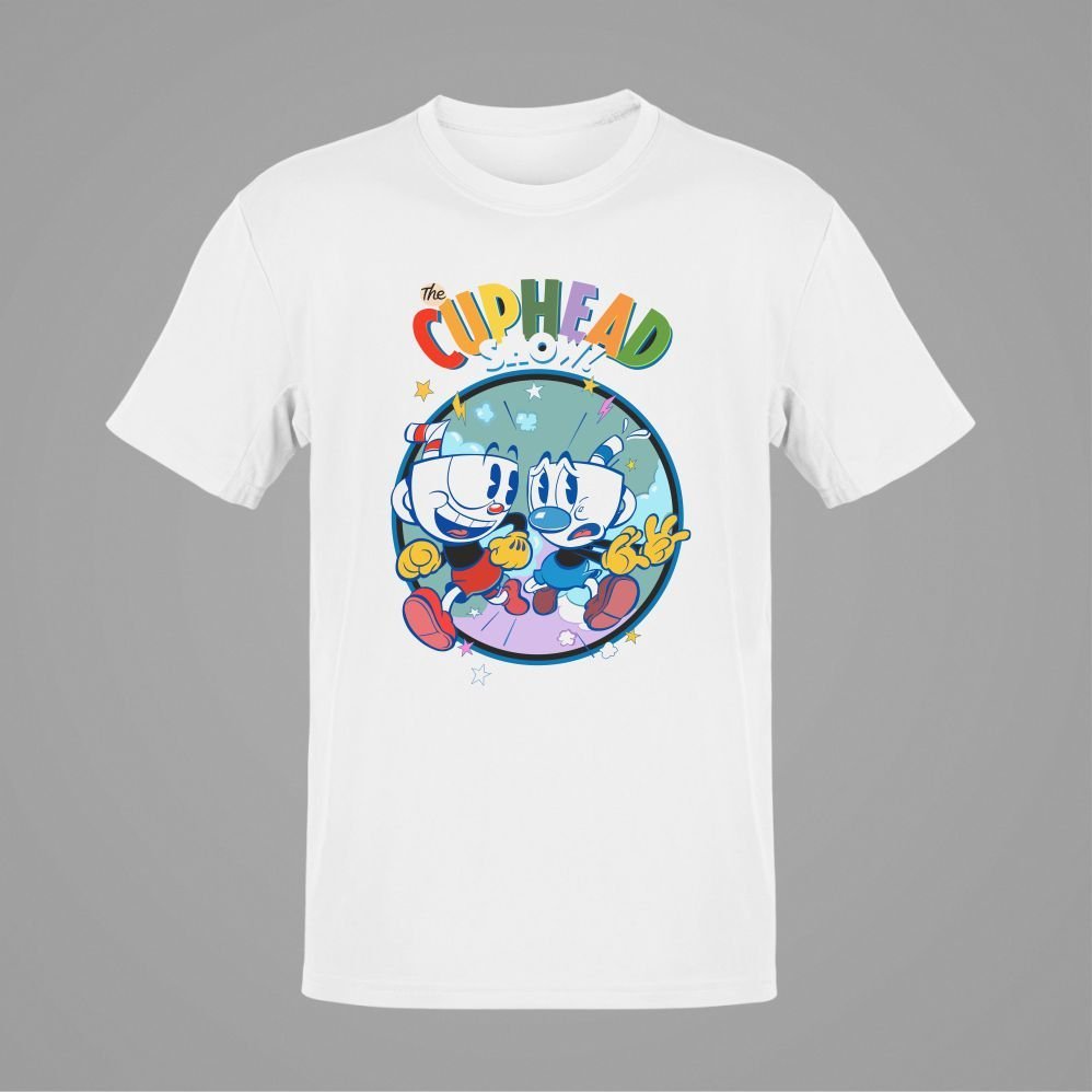 The Cuphead Show Beyaz T-Shirt