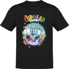 The Cuphead Show Siyah T-Shirt