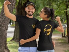 Akrep Burcu Sembolü Çift Taraf Baskılı Siyah T-Shirt