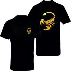 Akrep Burcu Sembolü Çift Taraf Baskılı Siyah T-Shirt