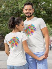 Aslan Burcu Renkli Sembol Beyaz T-Shirt