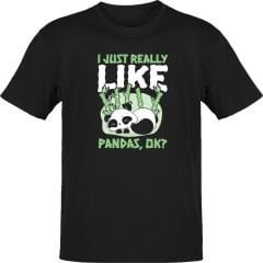 I Like Pandas Siyah T-Shirt