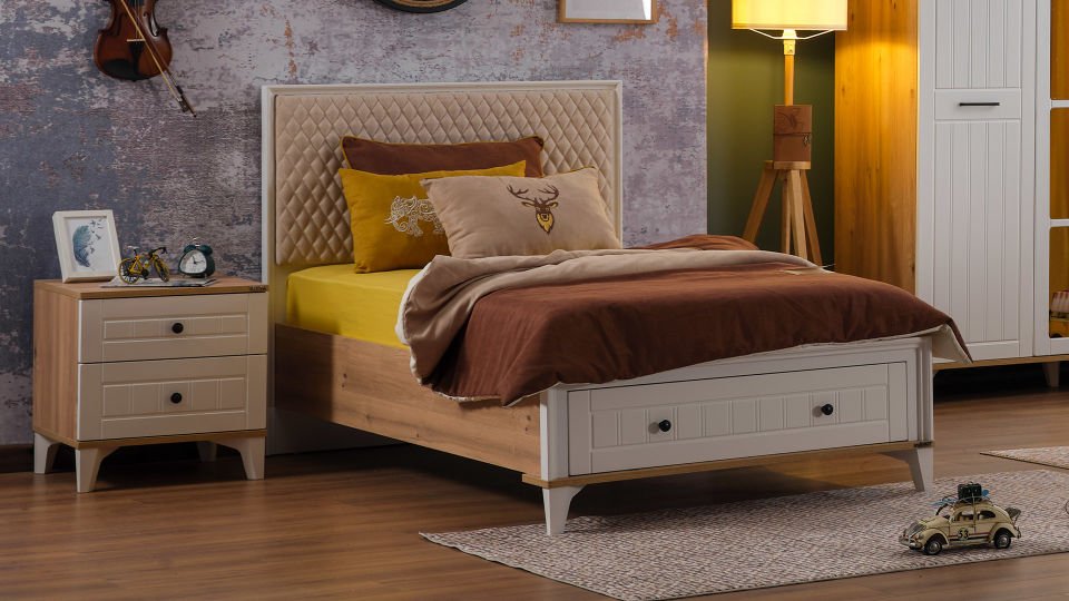 DIAMOND BEDSTEAD WITH DRAWER 100x200