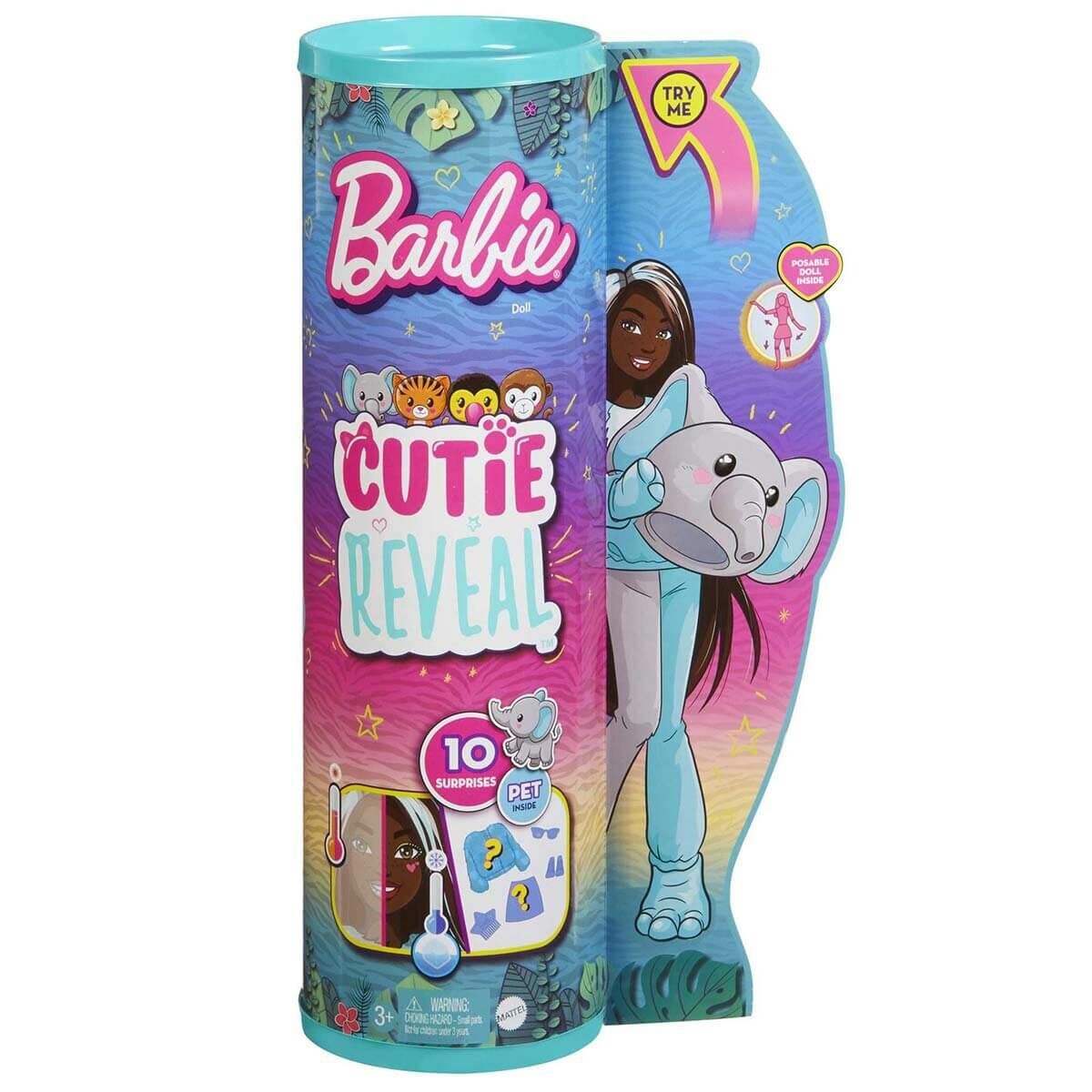 Barbie Cutie Reveal Jungle Serisi Oyuncak Bebek Desteği HKP97-HKP98 Fil