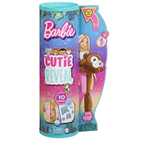 Barbie Cutie Reveal Jungle Serisi Oyuncak Bebek Desteği HKP97-HKR01 Maymun