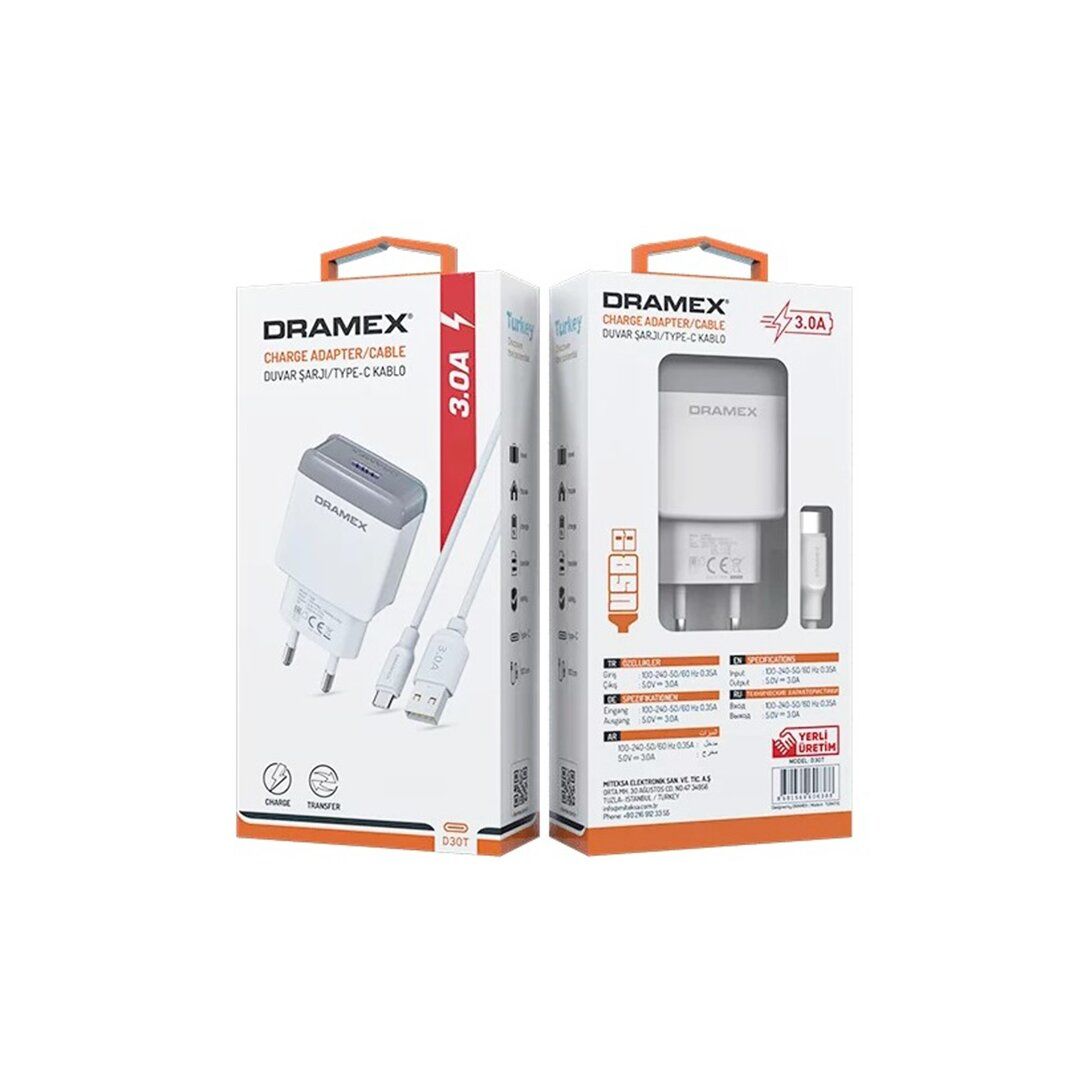 DRAMEX D30T CHARGER ADAPTER ( TYPE-C ) USB ( SET ) 3.0A EV ŞARJ ALETİ*120