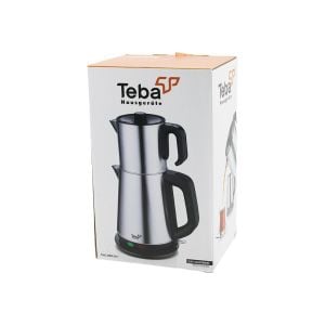 TEBA THC-800 CM ( ÇELİK ) ELEKTRİKLİ ÇAY MAKİNESİ ( ÇAYCI  SETİ ) (1500W) (1.8LT+ 0.8LT) (360° TABAN) (GİZLi REZİSTANS)*6