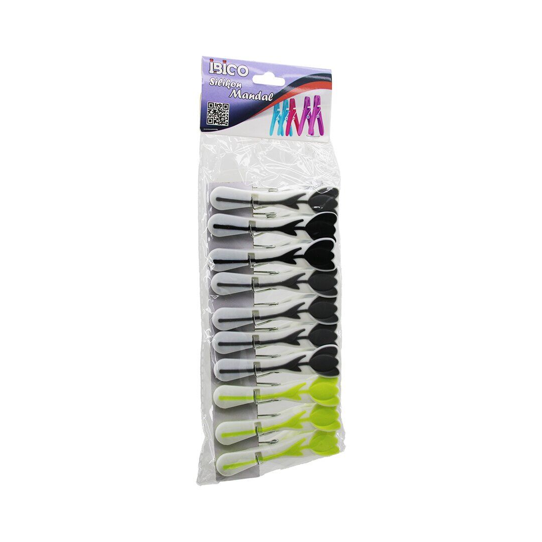 İBİCO İ21-033 ( 10PCS ) ( ÇİÇEK FİGÜRLÜ SİLiKON ) ( RENKLİ AĞIZ ) ( BEYAZ PLASTİK ) MANDAL*12X12