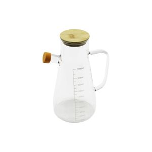 YAKUT-13210 ( 900ML ) ( CAM ) YAĞDANLIK ( BAMBU KAPAKLI & ÖLÇEKLİ ) ( CAM KULPLU )*24=K