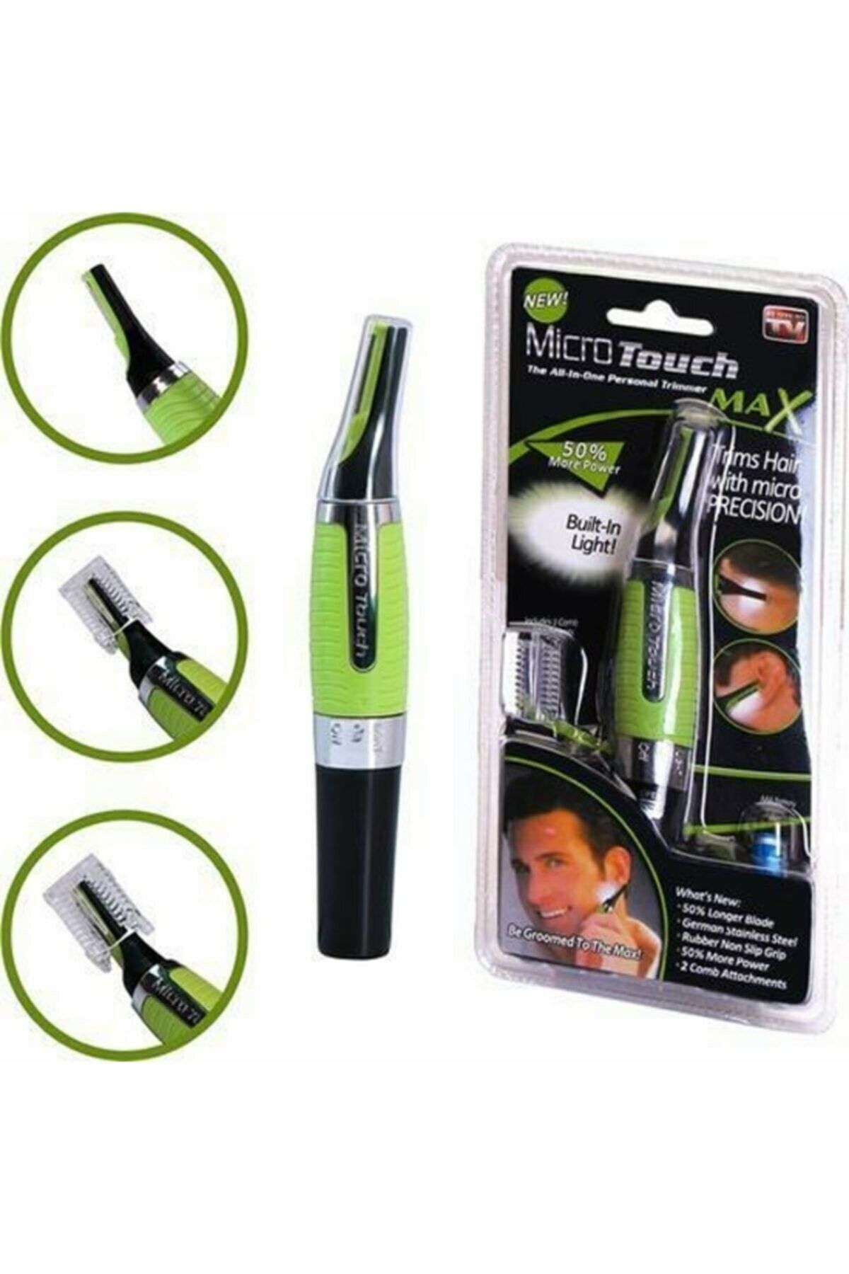İBİCO K-03 MİORO TOUCH MAX ( YEŞİL & SİYAH ) ( PİLLİ ) OYNAR BAŞLI YANAK KIL MAKİNESİ*200